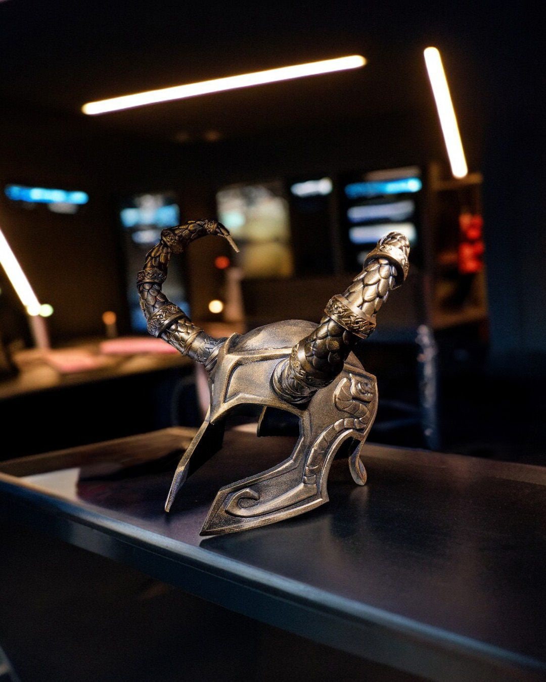 Asgardian Loki Helmet - Authentic Norse God Replica - Mythical Norse Helmet Replica - Handcrafted Fantasy Cosplay, LARP, and Decor