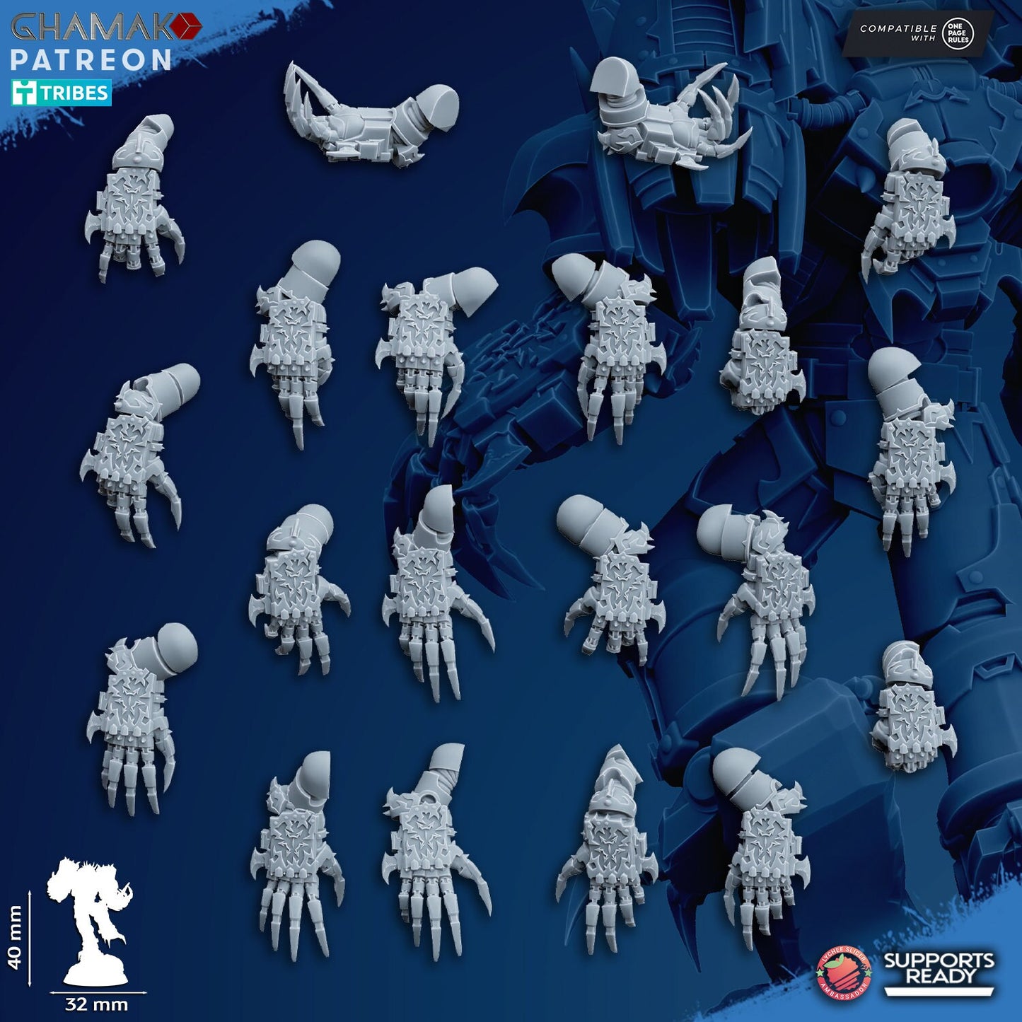 Set of 10 Chaos Warped Claws | Ghamak | 3D Printed | 28mm| Wargaming | Jetpack chaos soldiers | warhammer