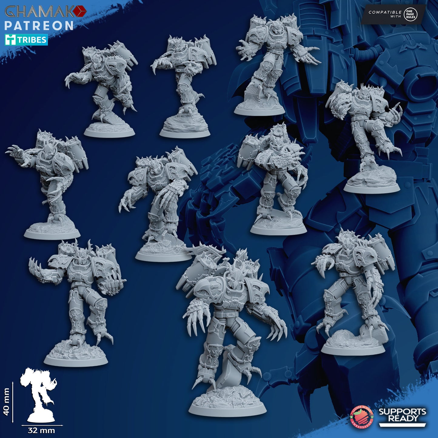Set of 10 Chaos Warped Claws | Ghamak | 3D Printed | 28mm| Wargaming | Jetpack chaos soldiers | warhammer