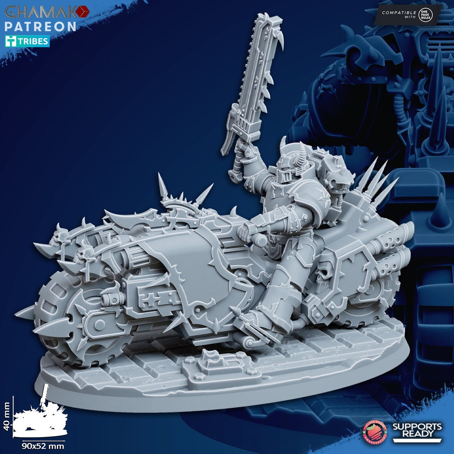 3 Traitor Bikes on Wheels | Ghamak | 3D Printed | 28mm | Wargaming | Chaos Biker Soldiers | warhammer