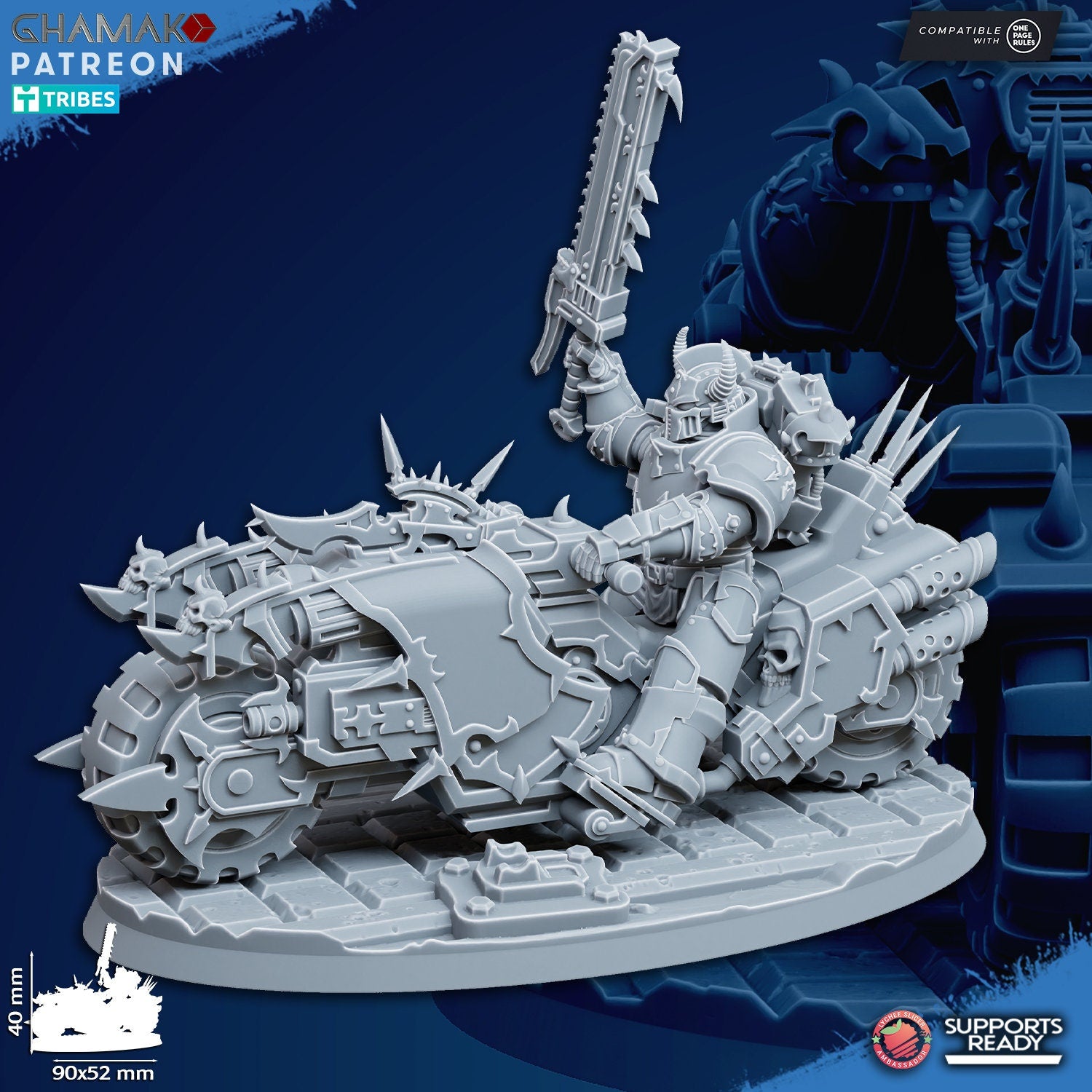 3 Traitor Bikes on Wheels | Ghamak | 3D Printed | 28mm | Wargaming | Chaos Biker Soldiers | warhammer