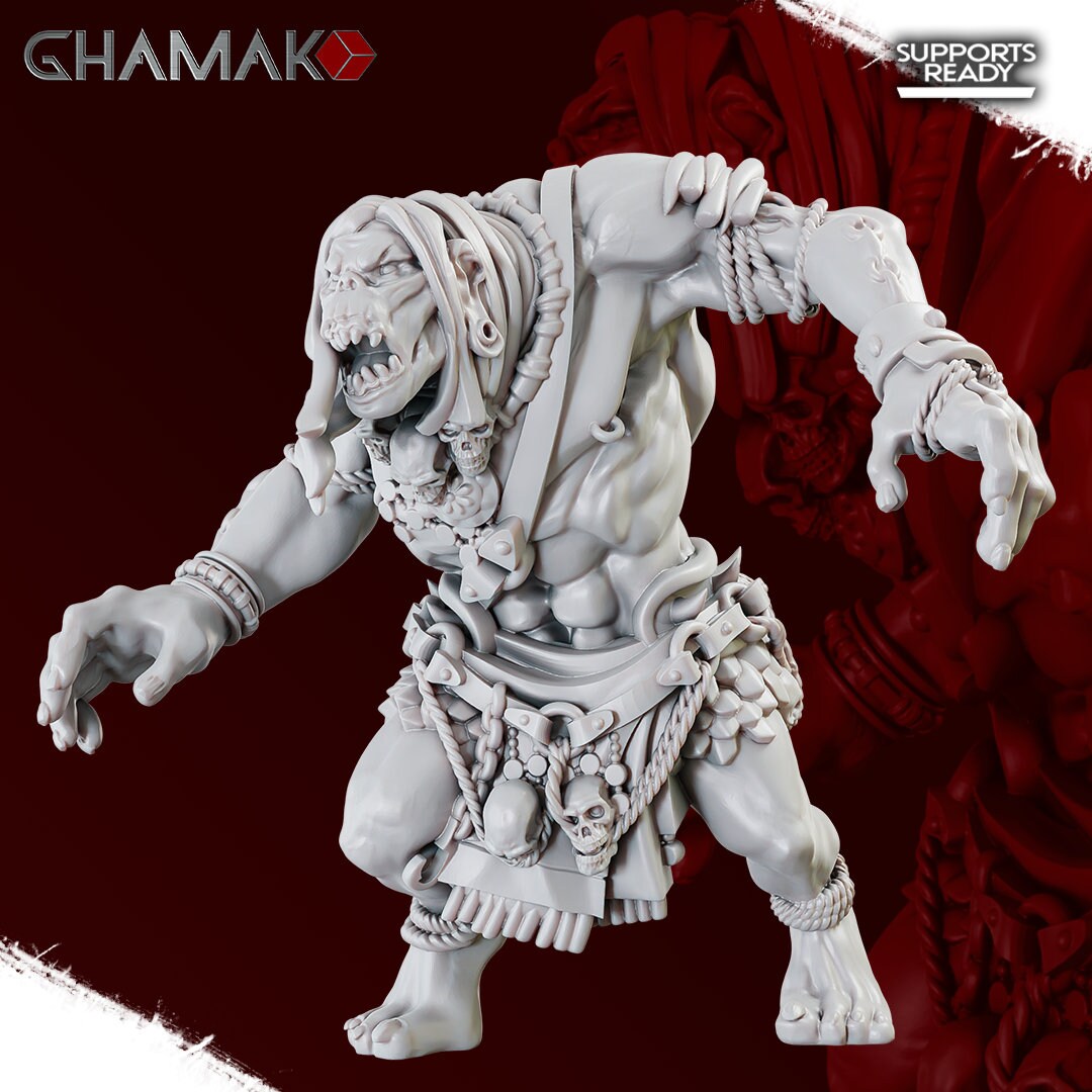 Ancient Ogre | Ghamak | Fantasy Wargaming | DnD Miniature | Greater Monster | Resin Display Model | Ghamak Beast | Mountain Troll