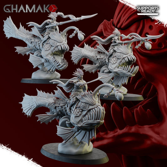 Royal Guards of Atlantis | Ghamak | Fantasy Wargaming | DnD Miniature | Set of 3 Sea Elfs | Resin Display Model | Abyssal Elves | Sea Elf
