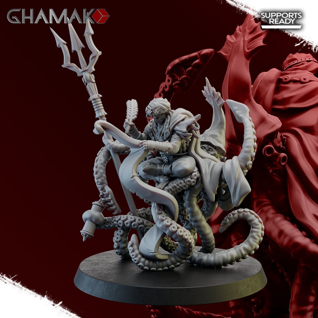 Yaris Farseer of the Deep | Ghamak | Fantasy Wargaming | DnD Miniature | Resin Display Model | Abyssal Elves | Sea Elves