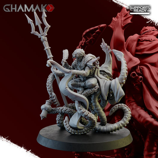 Yaris Farseer of the Deep | Ghamak | Fantasy Wargaming | DnD Miniature | Resin Display Model | Abyssal Elves | Sea Elves