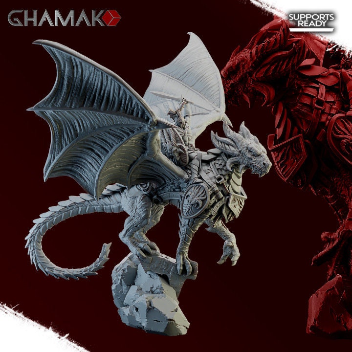 Spartancast Dragon Riders | Ghamak | 3D Printed | 28mm | Wargaming | Fantasy Wargaming Proxy | Dragon Rider Cast