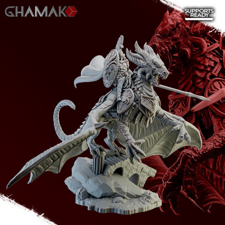 Spartancast Dragon Riders | Ghamak | 3D Printed | 28mm | Wargaming | Fantasy Wargaming Proxy | Dragon Rider Cast