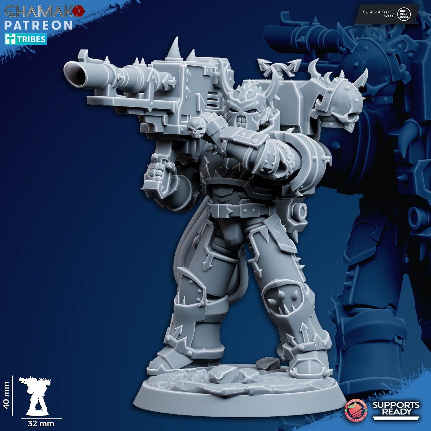 Heretic Devastator Squad | Ghamak | 3D Printed | 28mm | Wargaming | Chaos Heavy Weapons | warhammer | Heretic Marines
