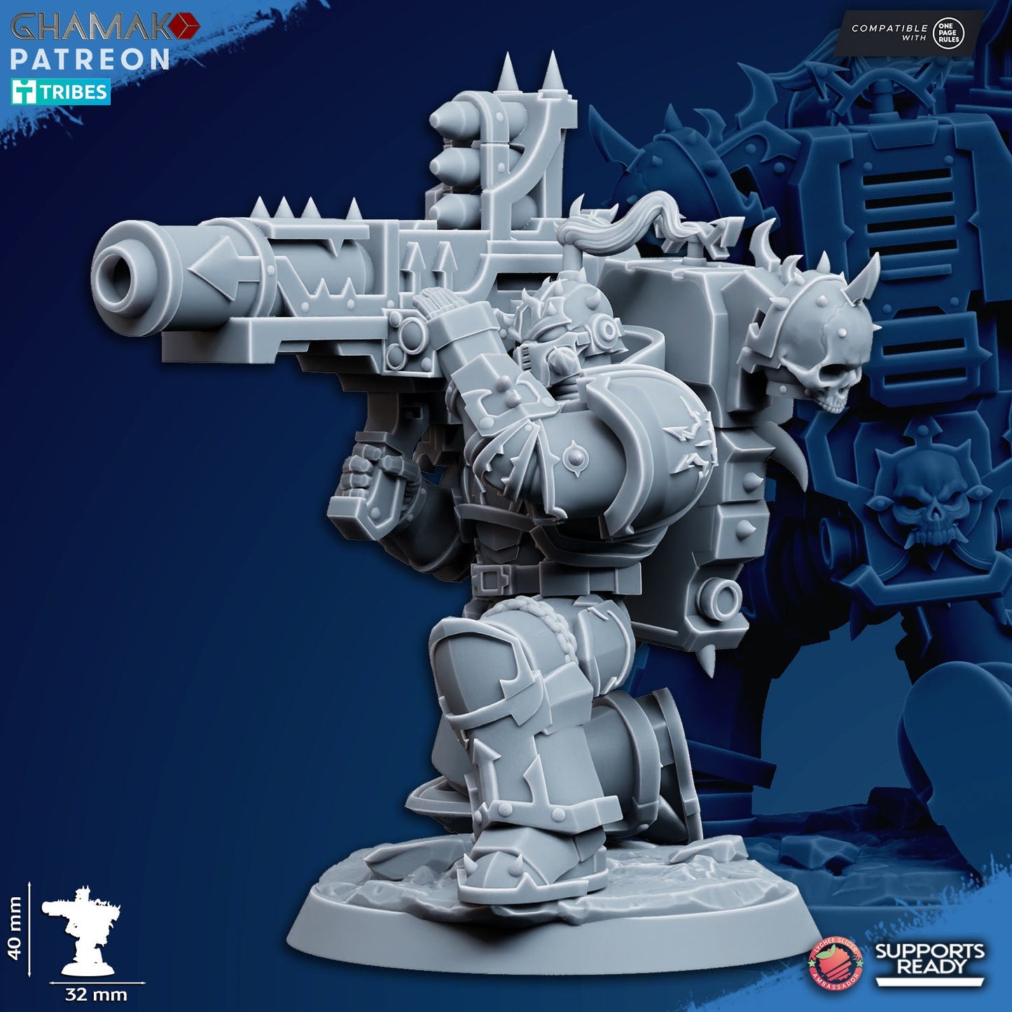 Heretic Devastator Squad | Ghamak | 3D Printed | 28mm | Wargaming | Chaos Heavy Weapons | warhammer | Heretic Marines