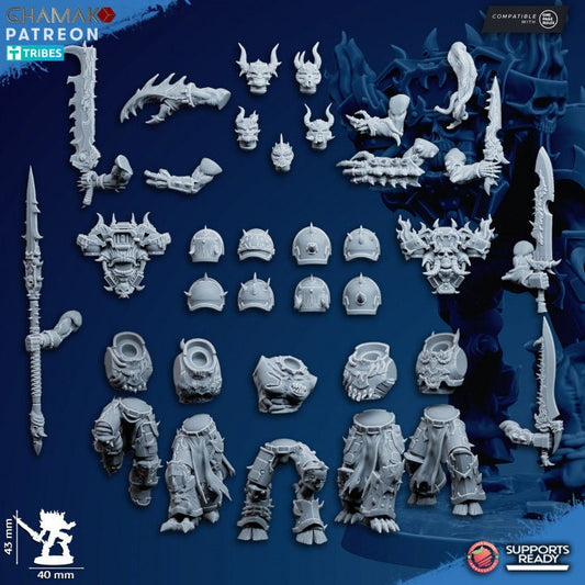 Corrupted Militum (Set of 10) | Ghamak | 3D Printed | 28mm | Wargaming | Chaos Heavy Weapons | Heretic Marines