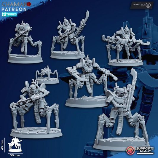 Set of 6 Undying Vanquishers | Ghamak | 3D Printed | Undying | Onepagerules | Wargaming | Robot legions | Undead robots