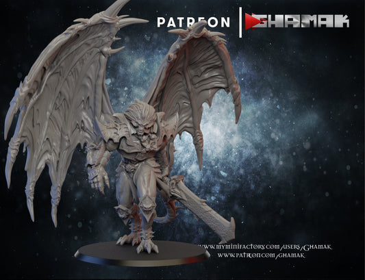 Angro Chaos Blades Demon | Fantasy Miniature | Dungeons and Dragons | DnD Miniature | Tabletop Roleplaying Game| Ghamak Demon