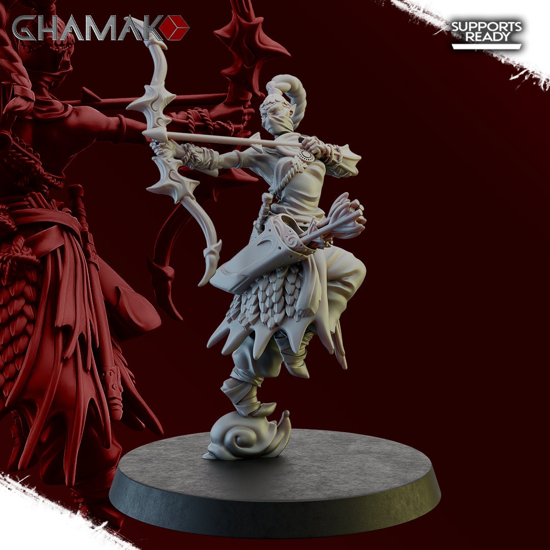 Guards of the Abyss Squad | Ghamak | Fantasy Wargaming | DnD Miniature | Set of 10 Sea Elfs | Resin Display Model | Abyssal Elves | Sea Elf