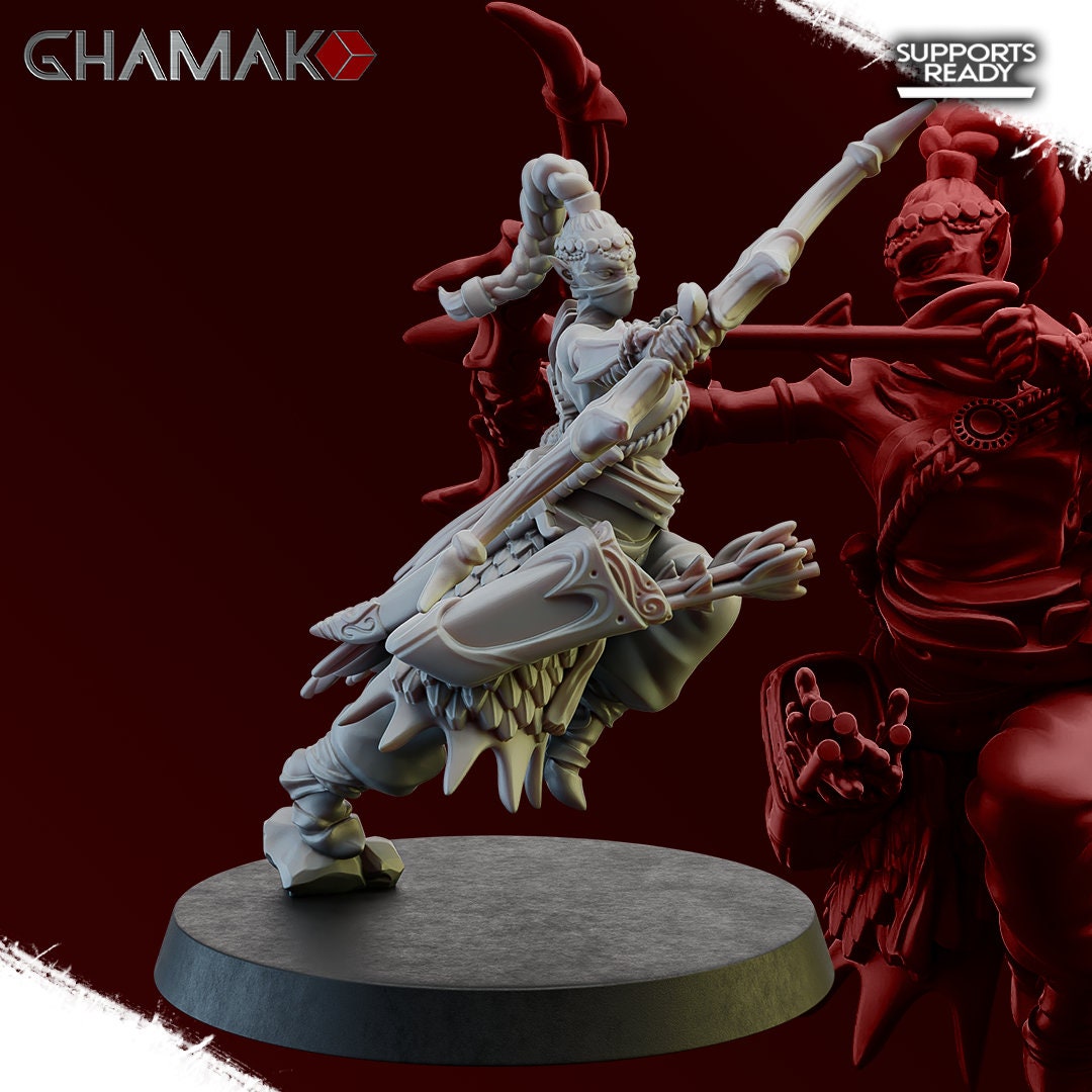 Guards of the Abyss Squad | Ghamak | Fantasy Wargaming | DnD Miniature | Set of 10 Sea Elfs | Resin Display Model | Abyssal Elves | Sea Elf