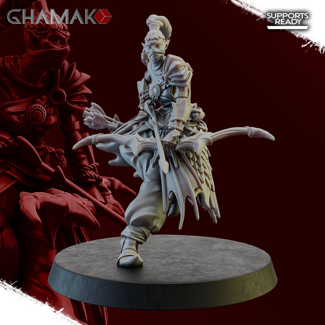 Guards of the Abyss Squad | Ghamak | Fantasy Wargaming | DnD Miniature | Set of 10 Sea Elfs | Resin Display Model | Abyssal Elves | Sea Elf