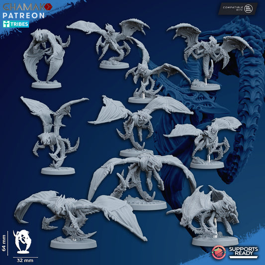 Pterofex Set of 10 | Ghamak Cosmic Devourer | Wargaming | Alien Swarm Proxies | Alien Hive | Xenomorph Grimdark Devourer