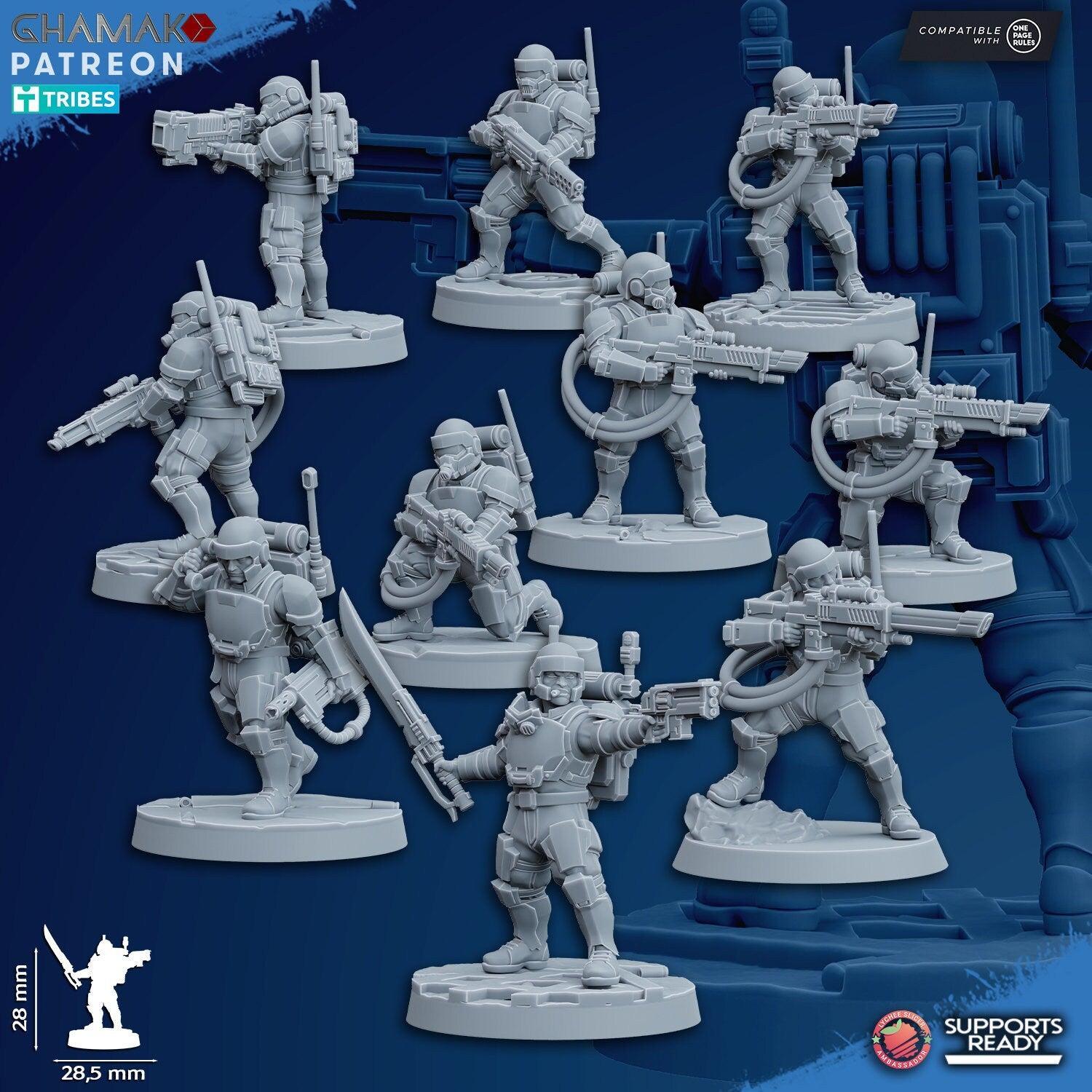 Freedom Guard Grenadiers (Set of 10) | Ghamak | 3D Printed | 28mm | Wargaming | One Page Rules | warhammer Imperium of Man Proxy