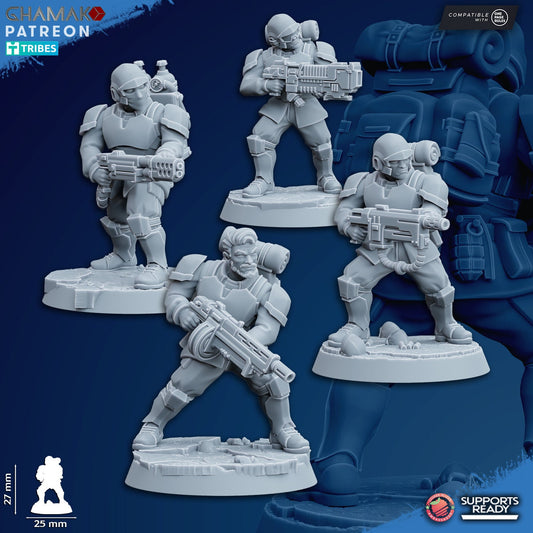 Freedom Guard Assault Team (Set of 10) | Ghamak | 3D Printed | 28mm | Wargaming | One Page rules Imperial Proxy