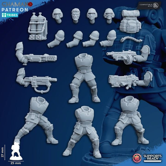 Freedom Guard Assault Team (Set of 10) | Ghamak | 3D Printed | 28mm | Wargaming | One Page rules Imperial Proxy