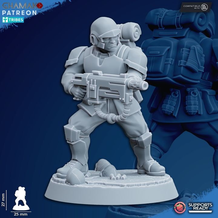Freedom Guard Assault Team (Set of 10) | Ghamak | 3D Printed | 28mm | Wargaming | One Page rules Imperial Proxy
