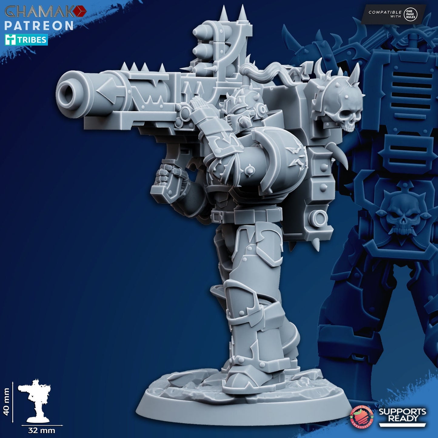 Heretic Devastator Squad | Ghamak | 3D Printed | 28mm | Wargaming | Chaos Heavy Weapons | warhammer | Heretic Marines