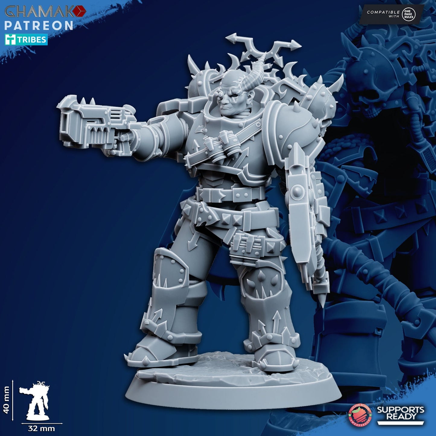Heretic Devastator Squad | Ghamak | 3D Printed | 28mm | Wargaming | Chaos Heavy Weapons | warhammer | Heretic Marines