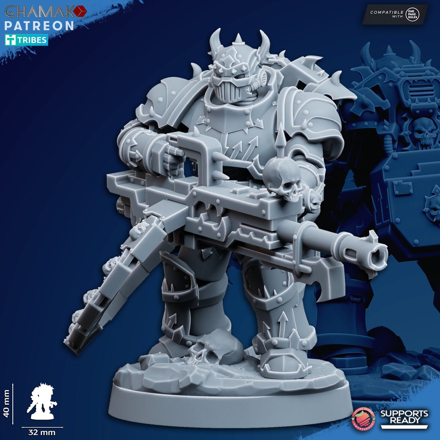 Heretic Devastator Squad | Ghamak | 3D Printed | 28mm | Wargaming | Chaos Heavy Weapons | warhammer | Heretic Marines