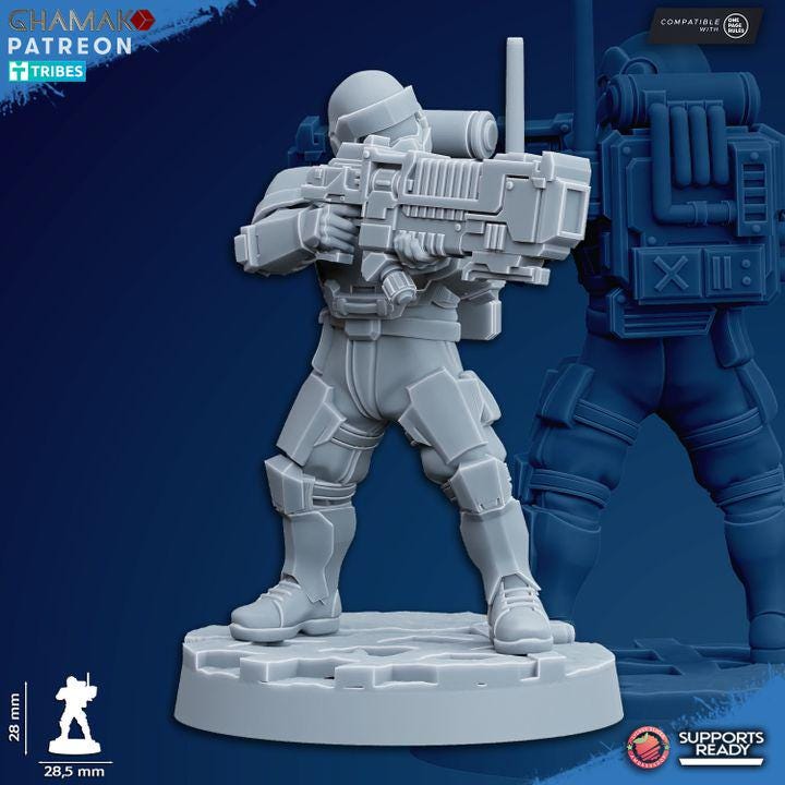 Freedom Guard Grenadiers (Set of 10) | Ghamak | 3D Printed | 28mm | Wargaming | One Page Rules | Imperium of Man Proxy