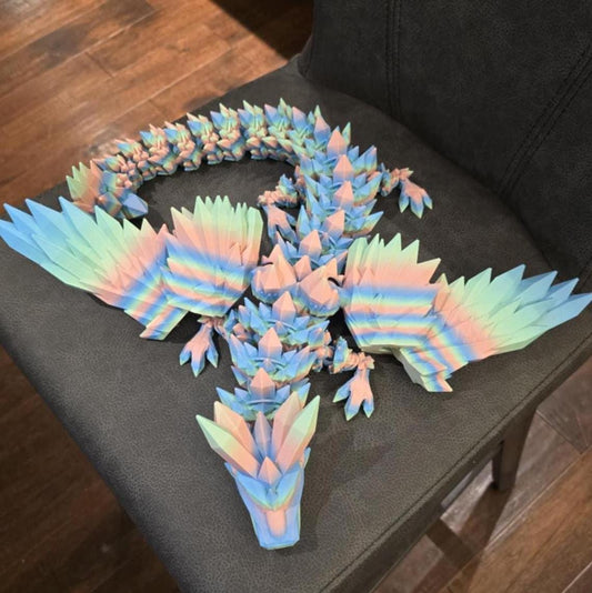 XL Crystal Wing Dragon | Articulated Dragon | Sensory Fidget Toy | Whimsical Dragon | Rainbow Dragons | Shiny Dragons | Dragon Lover Gift