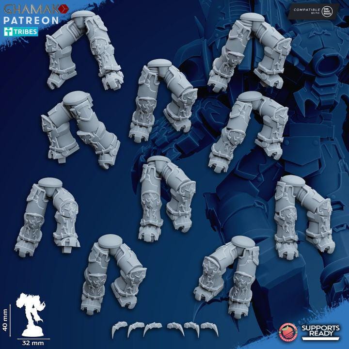 Set of 10 Chaos Warped Claws | Ghamak | 3D Printed | 28mm| Wargaming | Jetpack chaos soldiers | Tabletop Wargaming chaos minis
