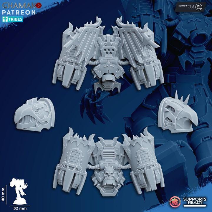 Set of 10 Chaos Warped Claws | Ghamak | 3D Printed | 28mm| Wargaming | Jetpack chaos soldiers | Tabletop Wargaming chaos minis