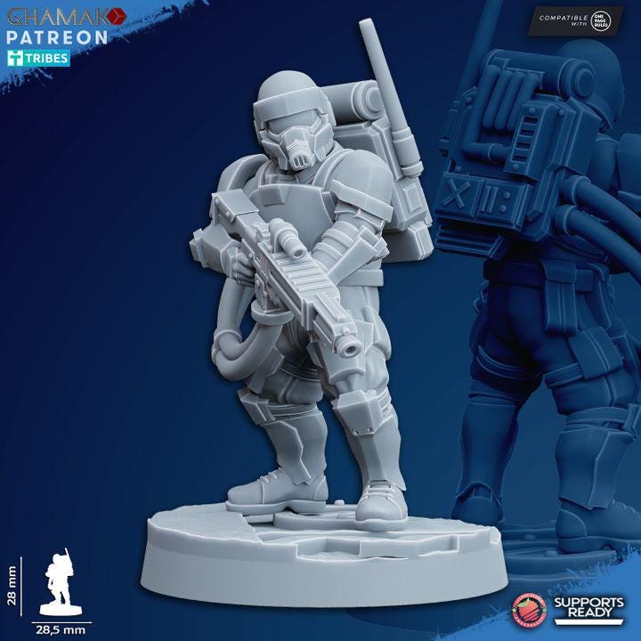 Freedom Guard Grenadiers (Set of 10) | Ghamak | 3D Printed | 28mm | Wargaming | One Page Rules | Imperium of Man Proxy