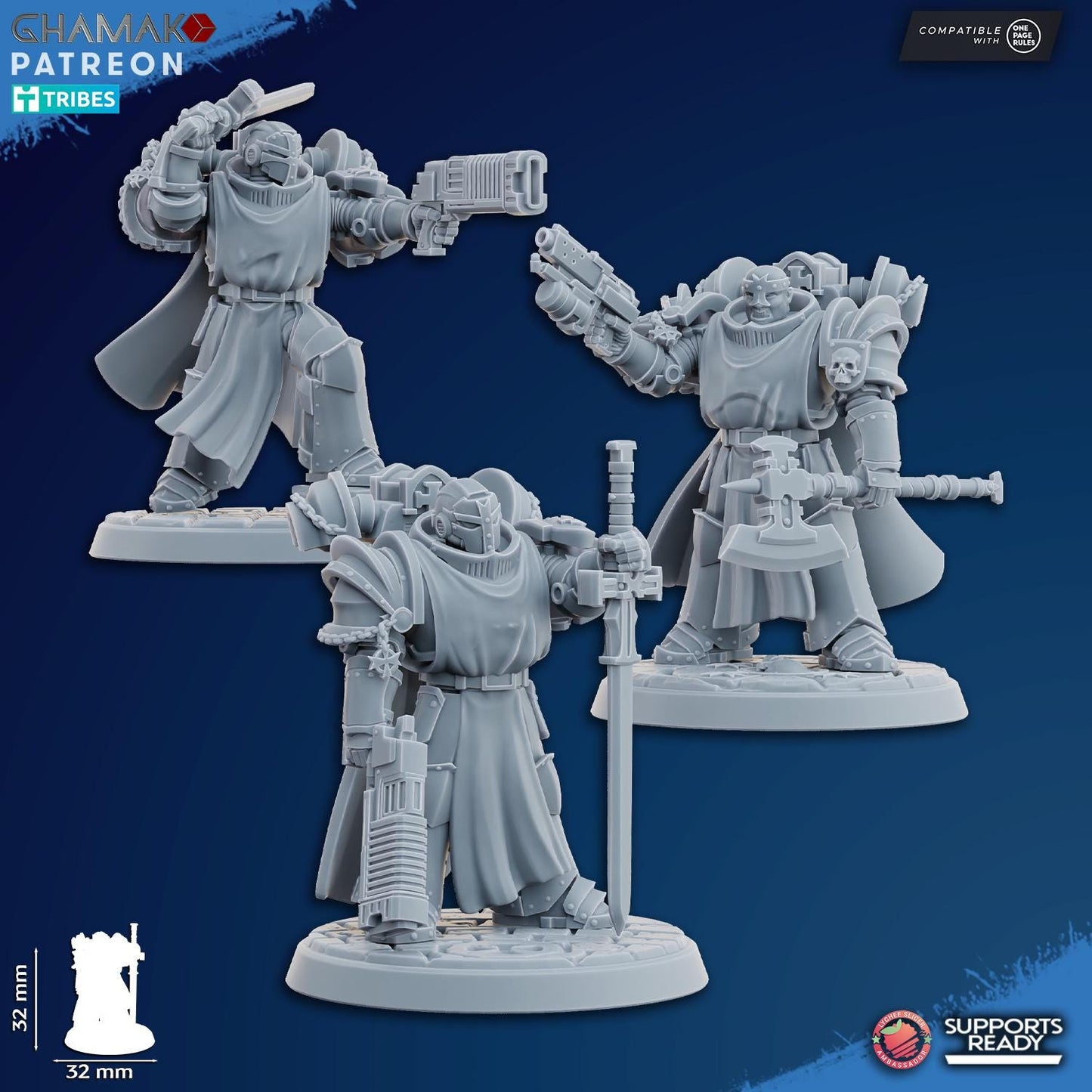 Set of 10 Inner Circle Brotherhood Knights | Ghamak | 3D Printed | 28mm| Wargaming | Templar Knights | Tabletop Wargaming Temple Knights