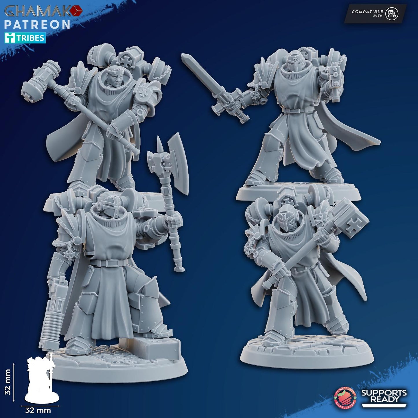 Set of 10 Inner Circle Brotherhood Knights | Ghamak | 3D Printed | 28mm| Wargaming | Templar Knights | Tabletop Wargaming Temple Knights