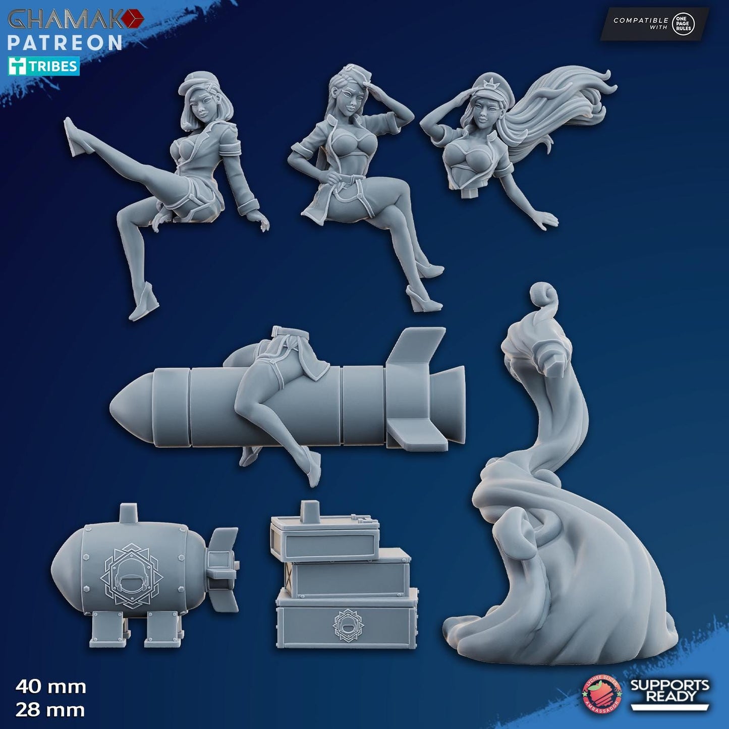 Freedom Guard Pinups (Set of 3) | Ghamak | 3D Printed | 28mm | 40mm | Wargaming | One Page Rules | Imperium of Man Proxy