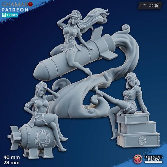 Freedom Guard Pinups (Set of 3) | Ghamak | 3D Printed | 28mm | 40mm | Wargaming | One Page Rules | Imperium of Man Proxy