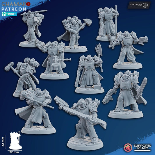 Set of 10 Inner Circle Brotherhood Knights | Ghamak | 3D Printed | 28mm| Wargaming | Templar Knights | Tabletop Wargaming Temple Knights