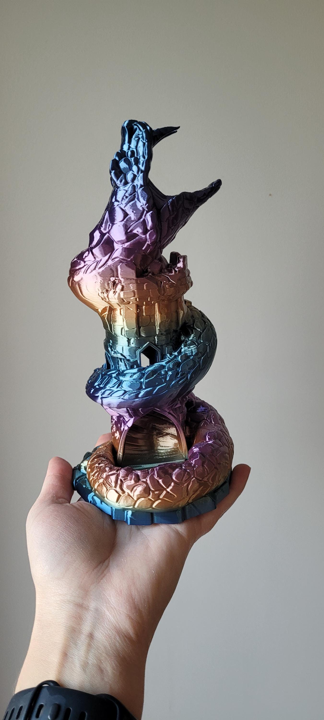 Basilisk Dice Tower | DnD Gift | Monster Dice Holder | Unique Tabletop RPG Accessory | Themed Gaming Decor | Dice Roller | Snake tower