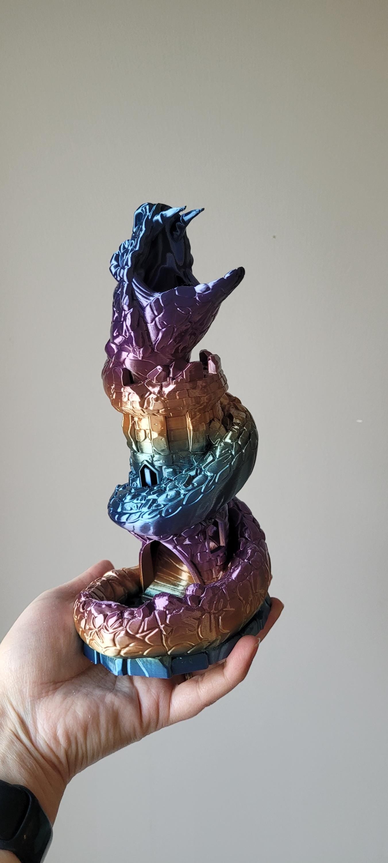 Basilisk Dice Tower | DnD Gift | Monster Dice Holder | Unique Tabletop RPG Accessory | Themed Gaming Decor | Dice Roller | Snake tower