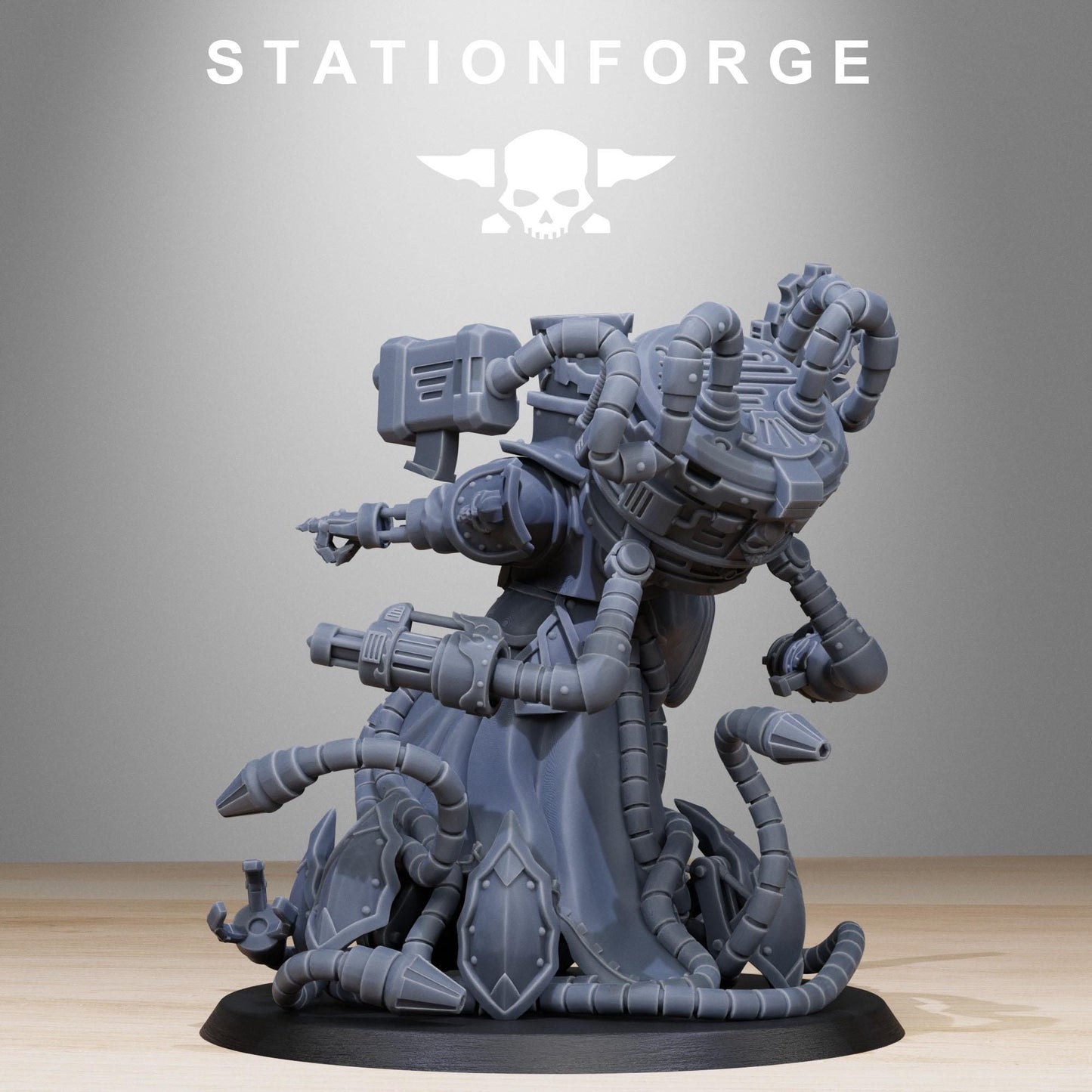 Scavenger Chaplain | Station Forge | Wargaming Miniature | Grimdark Future | Sci-fi Commander of Robots | Scavenger Champion