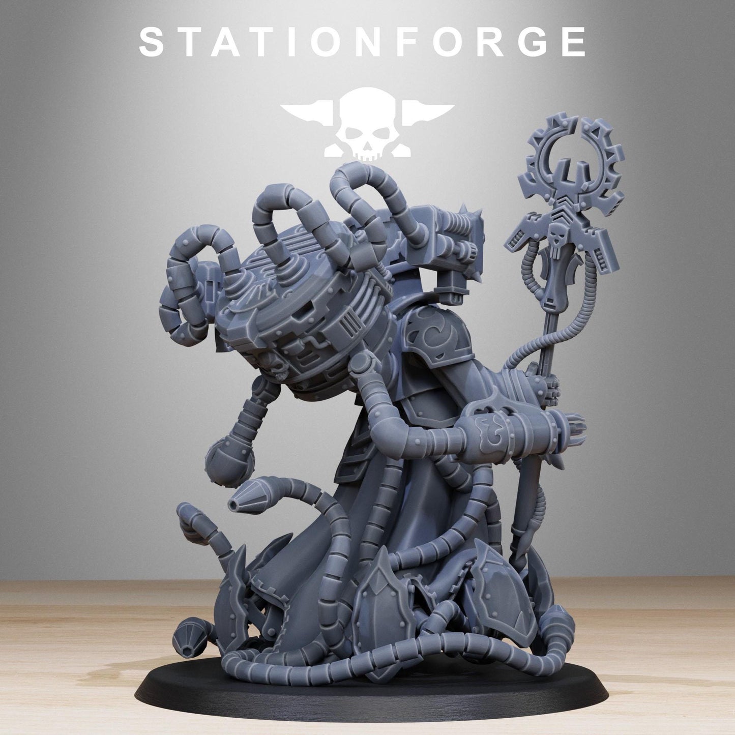 Scavenger Chaplain | Station Forge | Wargaming Miniature | Grimdark Future | Sci-fi Commander of Robots | Scavenger Champion