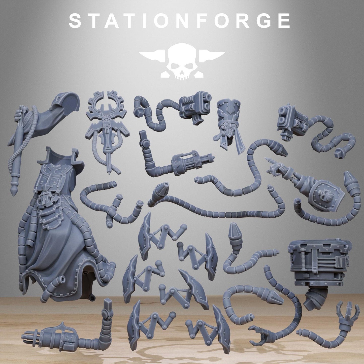 Scavenger Chaplain | Station Forge | Wargaming Miniature | Grimdark Future | Sci-fi Commander of Robots | Scavenger Champion