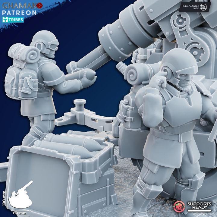 Freedom Guard Artillery | Ghamak | 3D Printed | 28mm | Wargaming | One Page Rules | Artillery Team