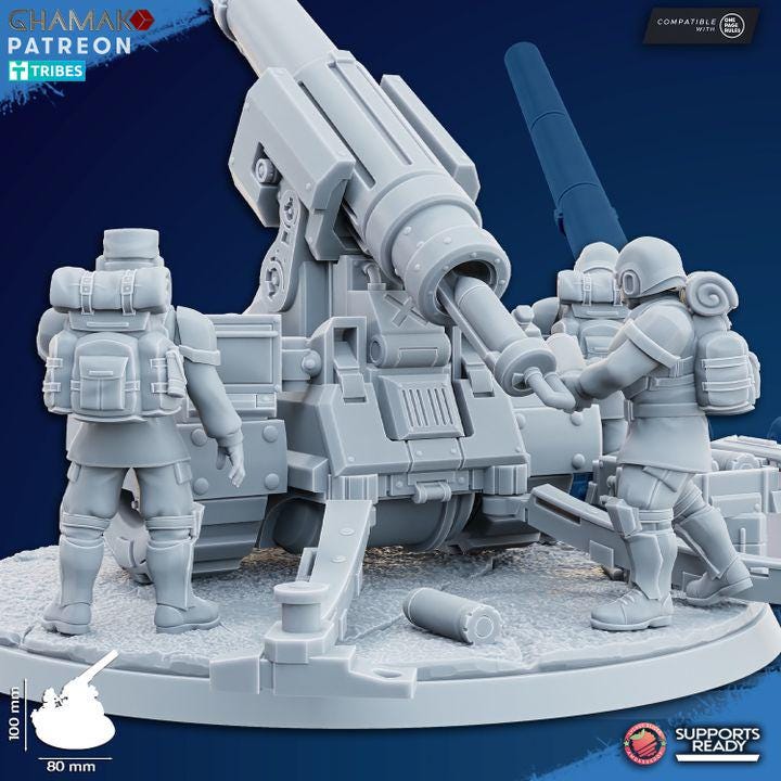 Freedom Guard Artillery | Ghamak | 3D Printed | 28mm | Wargaming | One Page Rules | Artillery Team