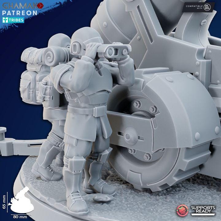 Freedom Guard Heavy Mortar Artillery | Ghamak | 3D Printed | 28mm | Wargaming | One Page Rules | Artillery Team