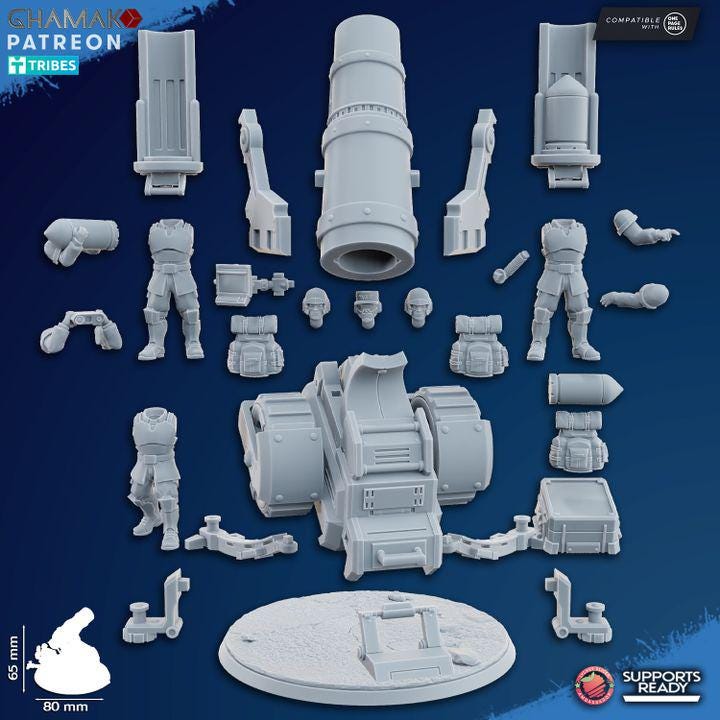 Freedom Guard Heavy Mortar Artillery | Ghamak | 3D Printed | 28mm | Wargaming | One Page Rules | Artillery Team