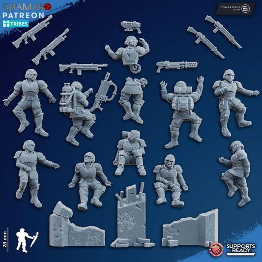 Freedom Guard Casualties (Set of 10) | Ghamak | 3D Printed | 28mm | Wargaming | One Page rules Imperial Proxy