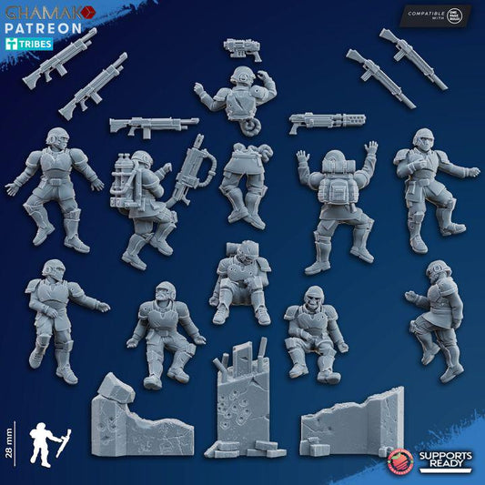 Freedom Guard Casualties (Set of 10) | Ghamak | 3D Printed | 28mm | Wargaming | One Page rules Imperial Proxy