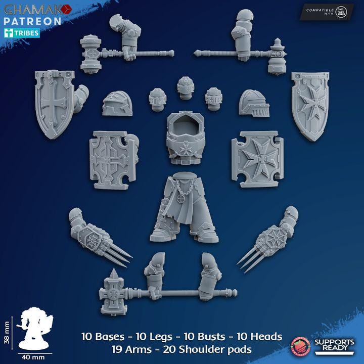 Set of 10 Temple Assault Exterminators | Ghamak | 3D Printed | 28mm| Wargaming | Templar Knights | Tabletop Wargaming Temple Knights