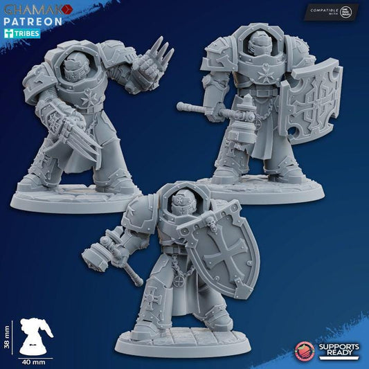 Set of 10 Temple Assault Exterminators | Ghamak | 3D Printed | 28mm| Wargaming | Templar Knights | Tabletop Wargaming Temple Knights